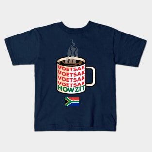 Coffee Warning Voetsek South Africa Funny Howzit Kids T-Shirt